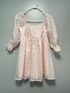 Thirty Thirty LA Blush Pink Eyelet Puff-Sleeve Dress